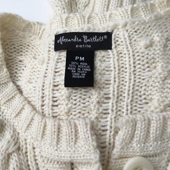 Alexandra Bartlett Cardigan Sweater Ivory Size PM - Picture 4 of 8